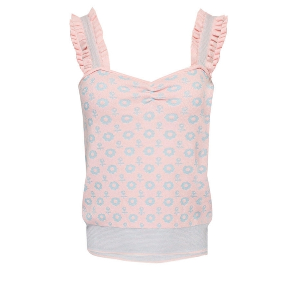 NWT LoveShackFancy Chia Crop Tank Floral Ruffle - Picture 3 of 12